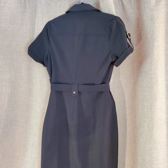 Calvin Klein Black Button Petite Midi Dress - Picture 2 of 6